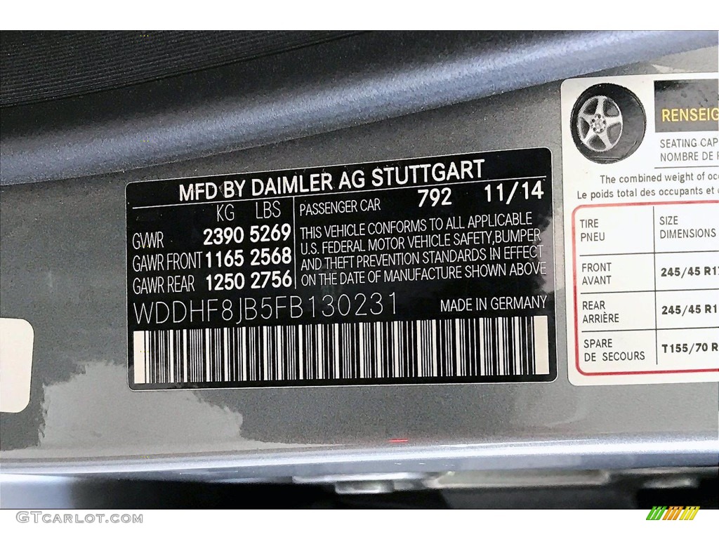 2015 E Color Code 792 for Palladium Silver Metallic Photo #141229411