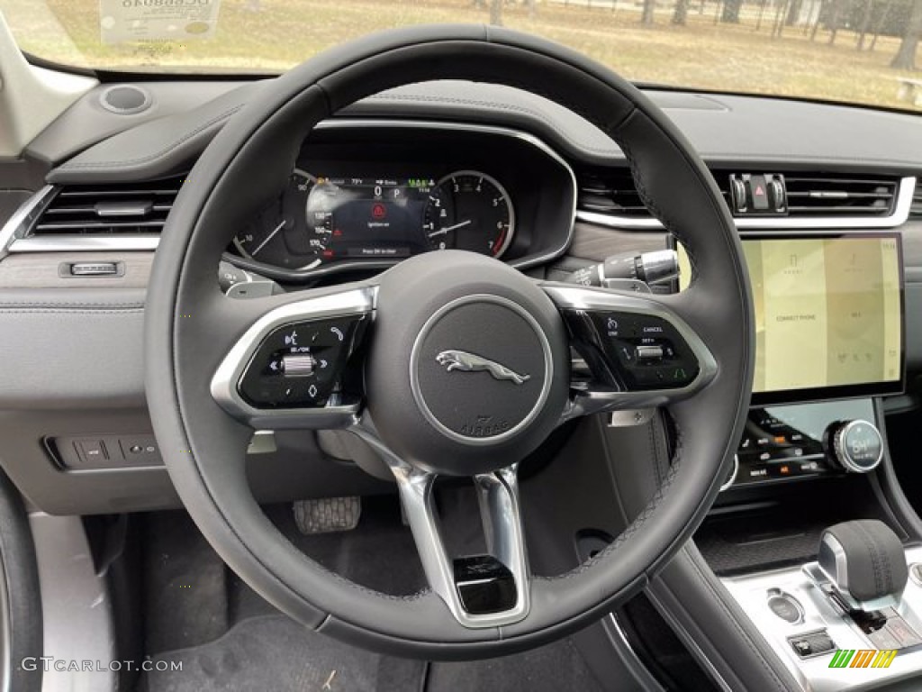 2021 Jaguar F-PACE P250 S Ebony/Ebony Steering Wheel Photo #141229795