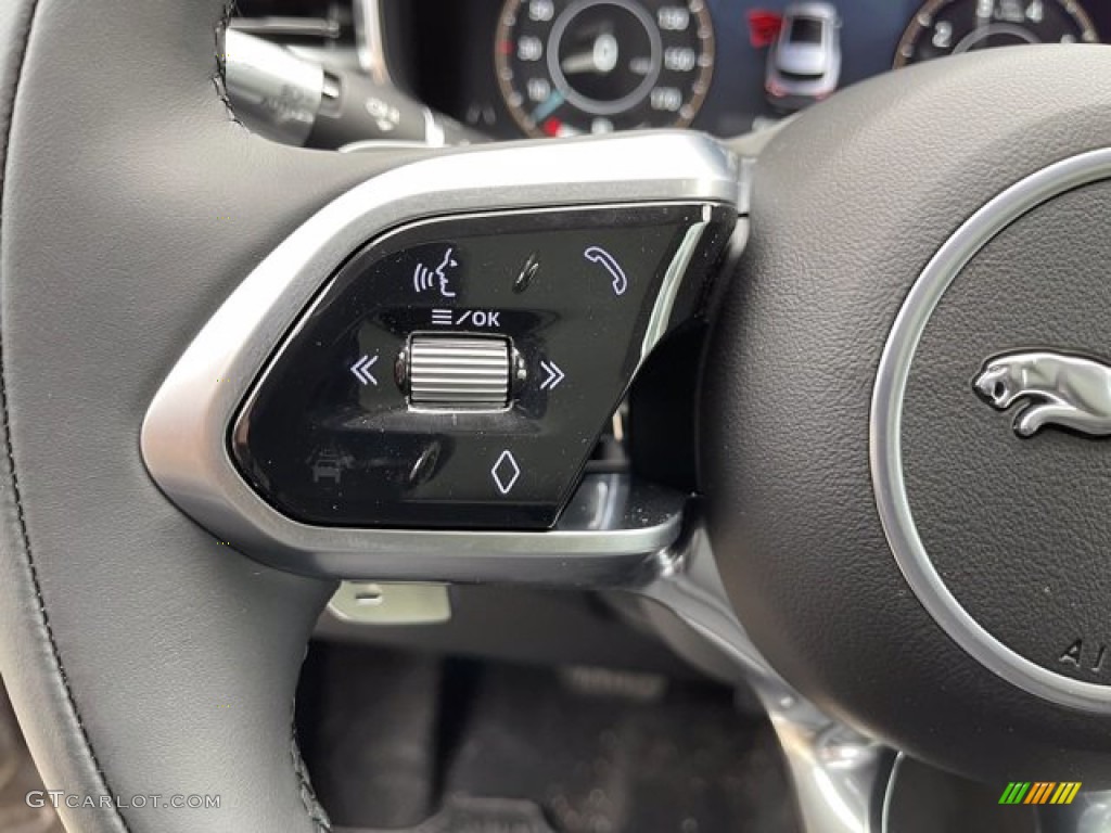 2021 Jaguar F-PACE P340 S Ebony/Ebony Steering Wheel Photo #141230374