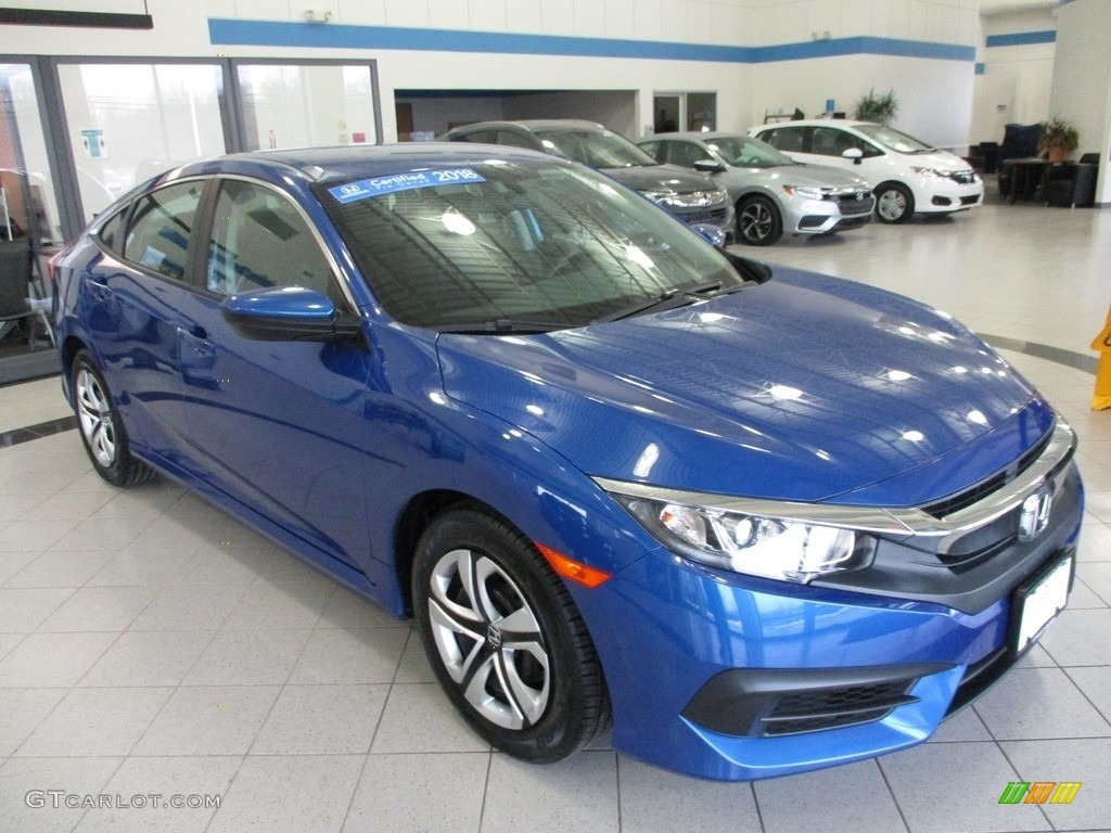 2018 Civic LX Sedan - Aegean Blue Metallic / Black photo #3
