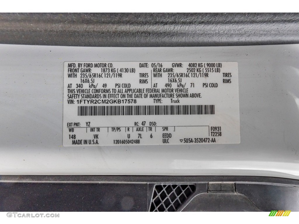 2016 Ford Transit 250 Van XL MR Long Color Code Photos