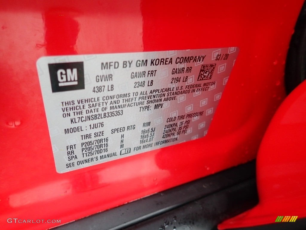 2020 Trax LS AWD - Red Hot / Jet Black photo #28
