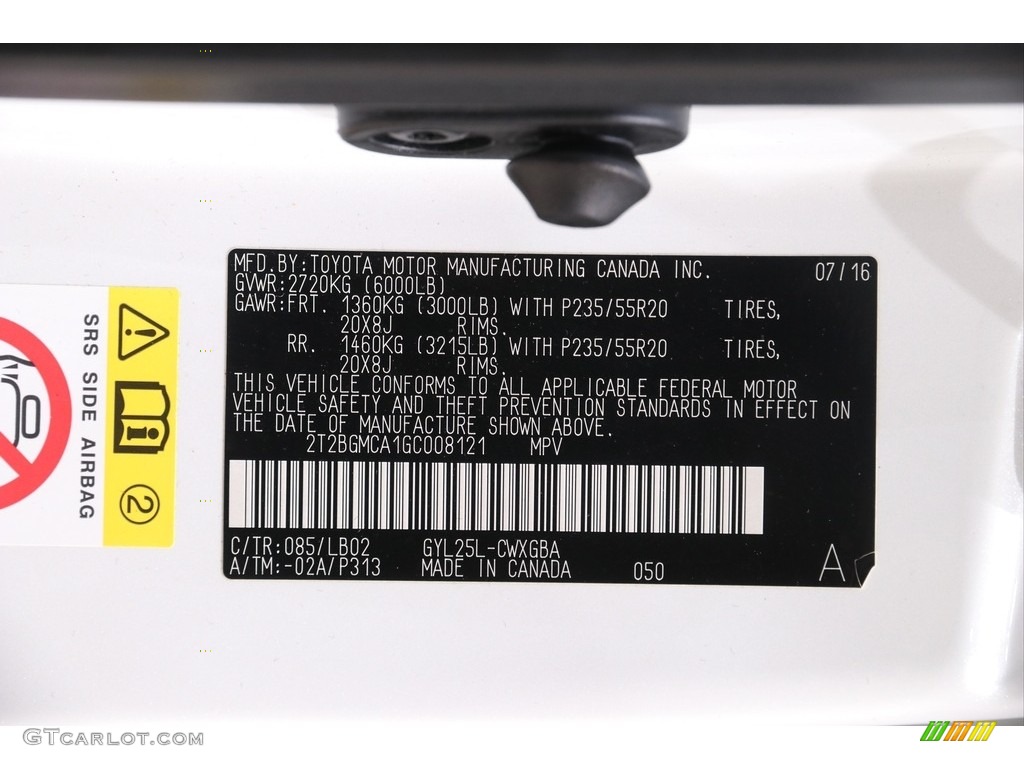 2016 Lexus RX 450h AWD Color Code Photos