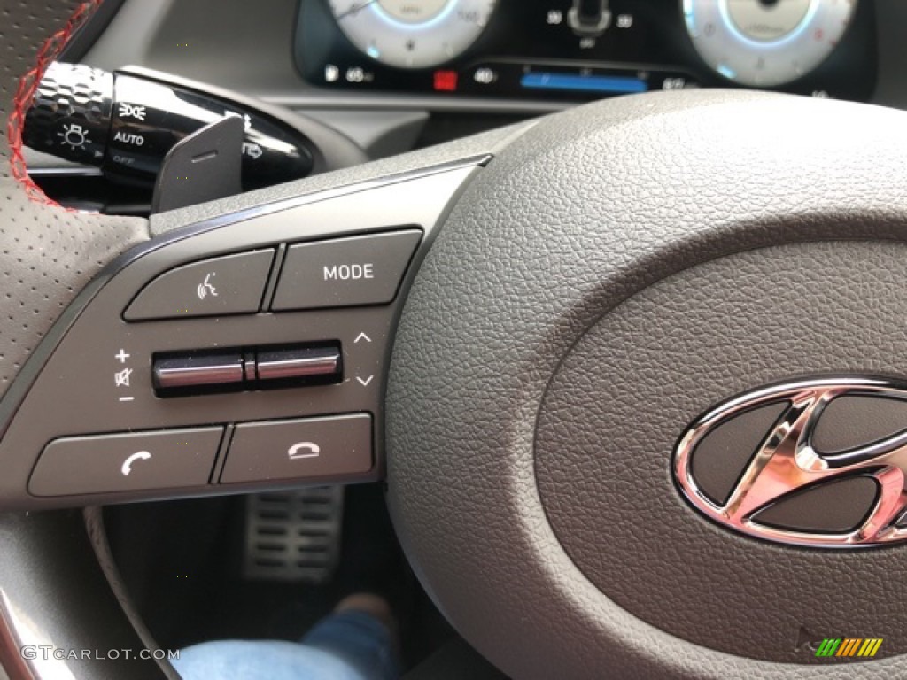 2021 Hyundai Sonata N Line Black Steering Wheel Photo #141241902