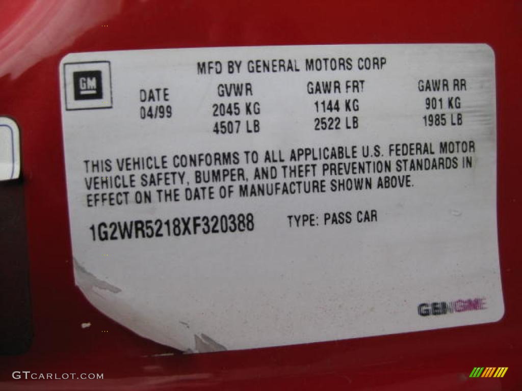 1999 Grand Prix GTP Sedan - Bright Red / Dark Taupe photo #28