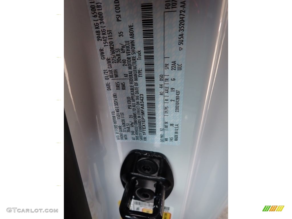 2021 F150 STX SuperCab 4x4 - Oxford White / Black photo #10