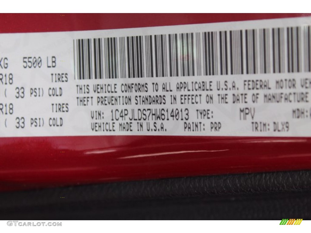 2017 Cherokee Color Code PRP for Deep Cherry Red Crystal Pearl Photo #141255802