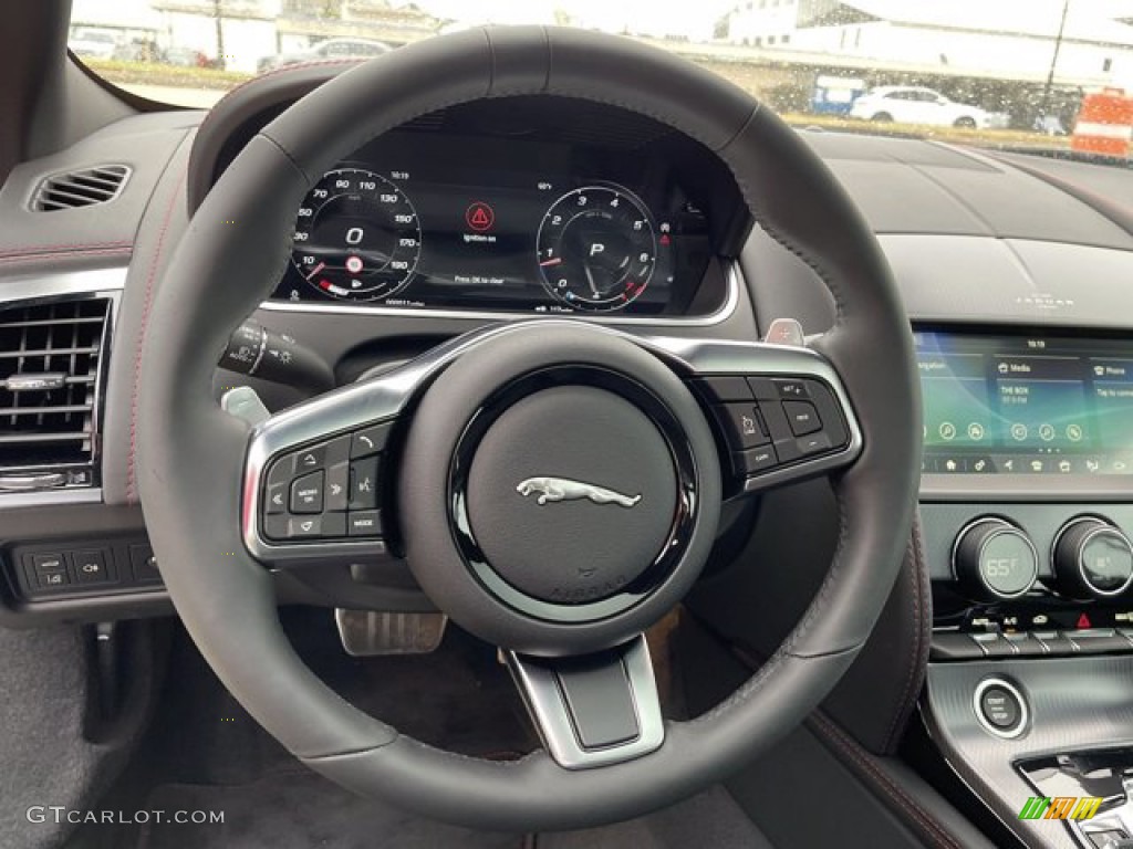 2021 Jaguar F-TYPE R-Dynamic AWD Coupe Ebony Steering Wheel Photo #141269935