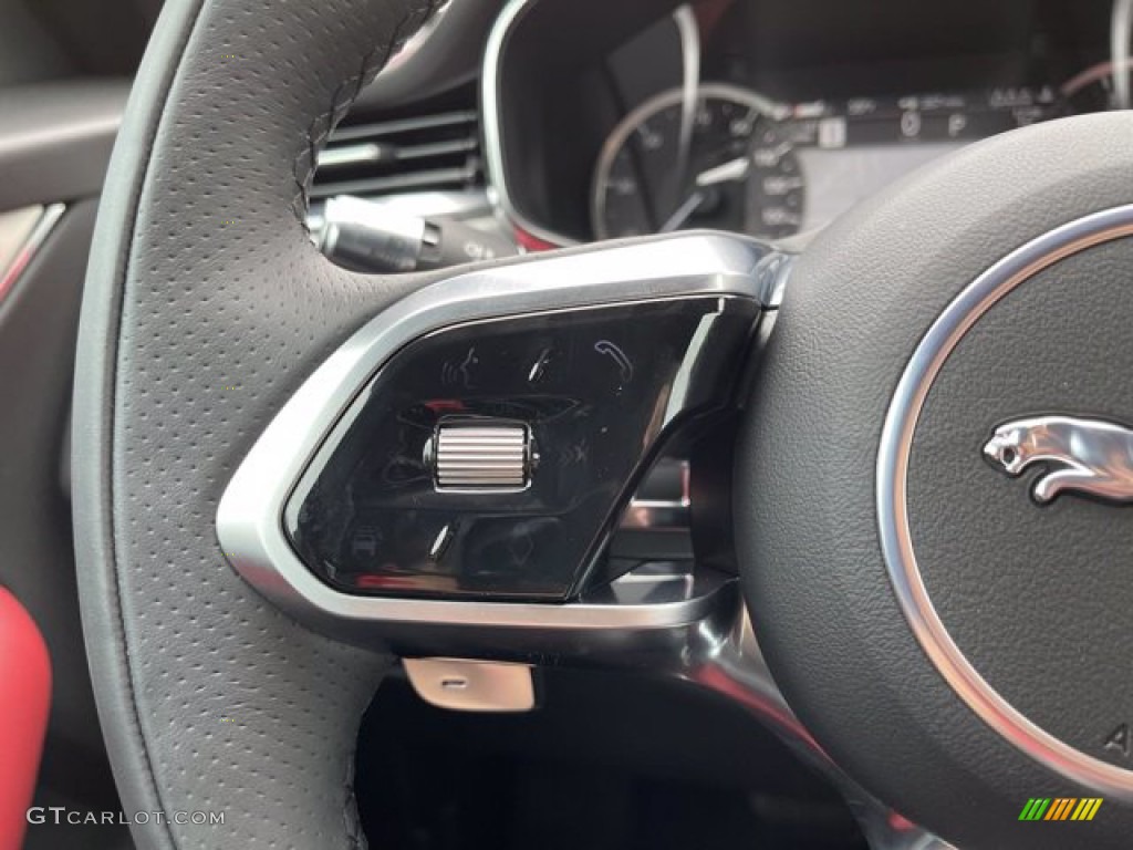 2021 Jaguar F-PACE P400 R Ebony/Mars Red Steering Wheel Photo #141270049
