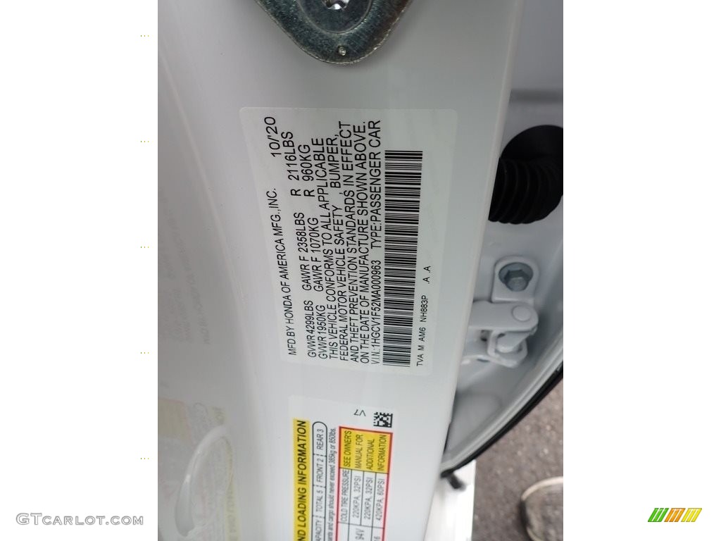 2021 Accord EX-L - Platinum White Pearl / Black photo #12