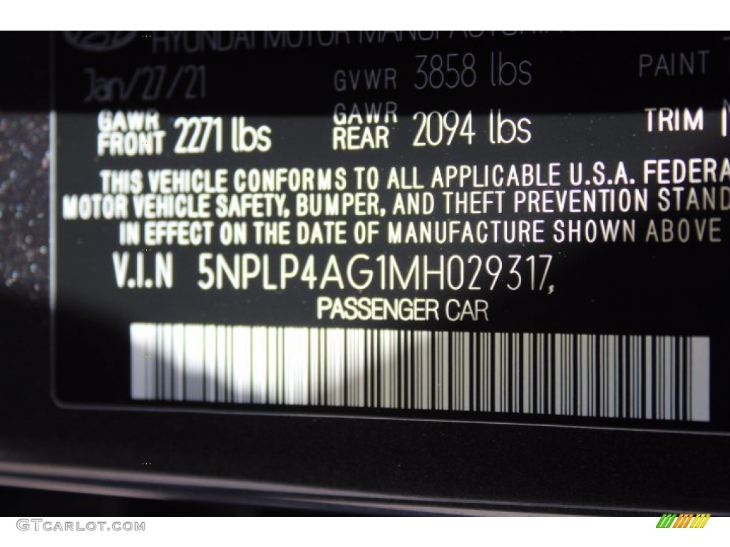 2021 Elantra Limited - Portofino Gray / Black photo #22