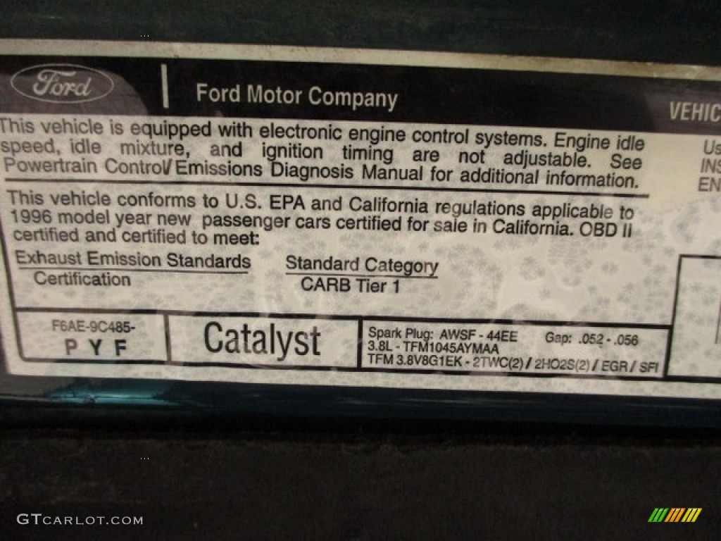 1996 Mustang V6 Convertible - Pacific Green Metallic / Grey Cloth photo #80