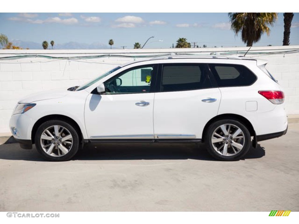 2013 Pathfinder Platinum 4x4 - Moonlight White / Almond photo #8