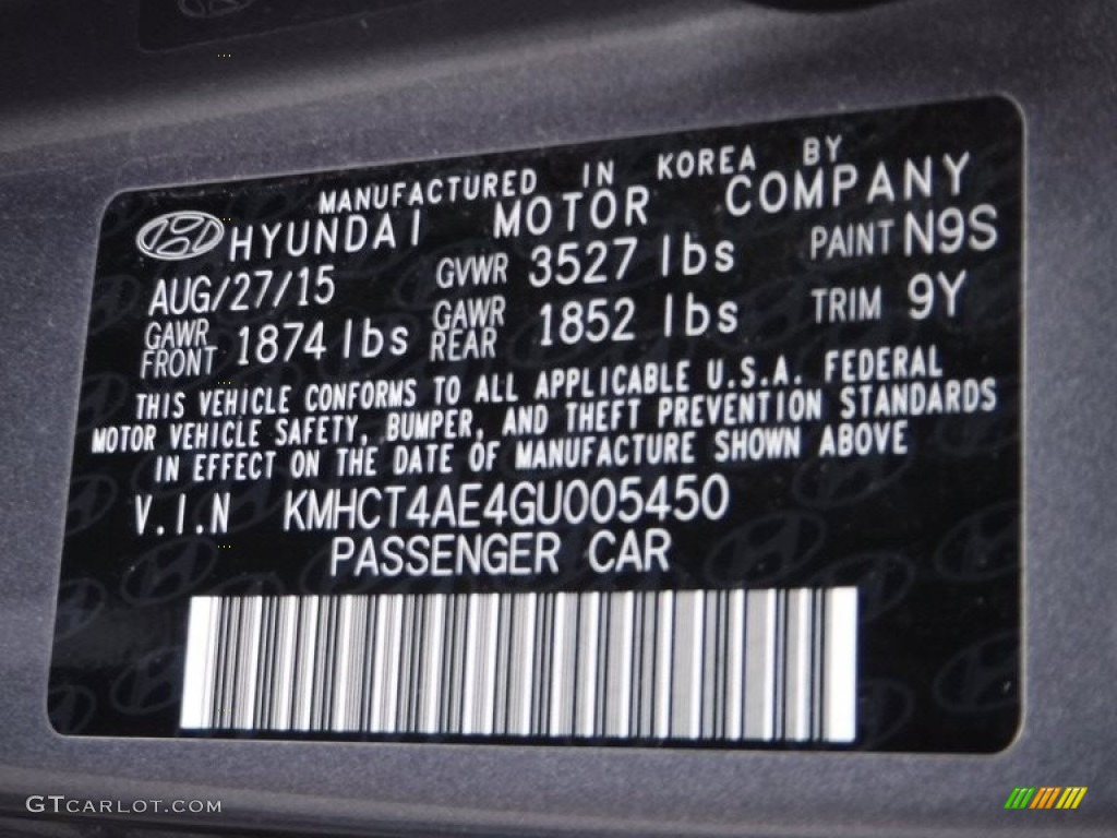 2016 Accent SE Sedan - Triathlon Gray / Gray photo #19