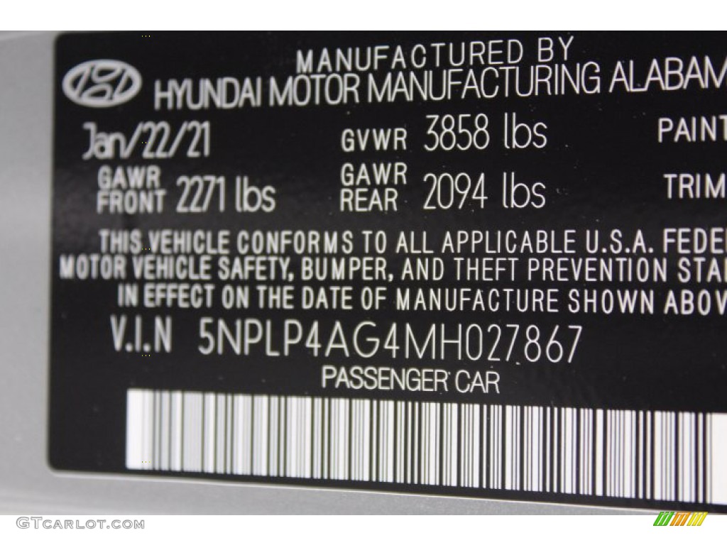 2021 Elantra Limited - Shimmering Silver Pearl / Melange/Light Gray photo #25