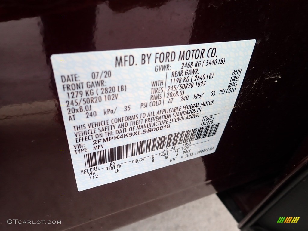 2020 Edge Titanium AWD - Burgundy Velvet Metallic Tinted / Ebony photo #23