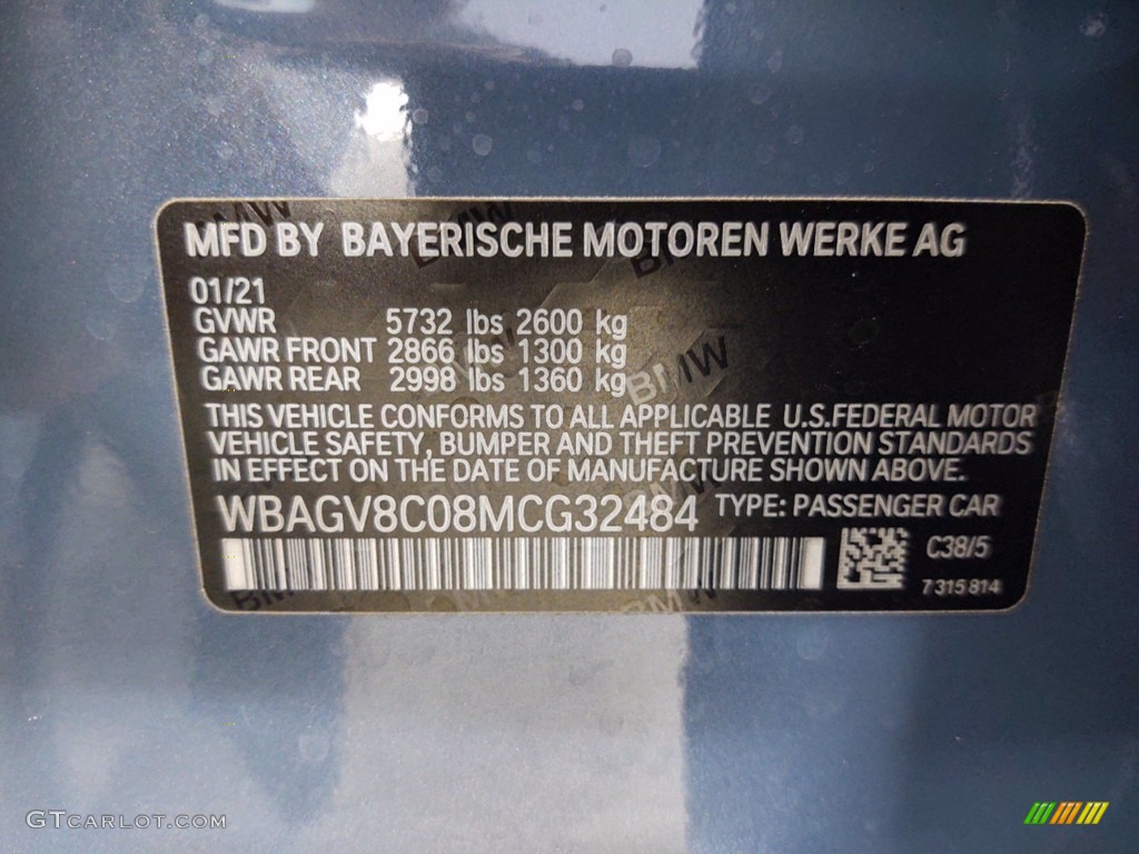 2021 8 Series Color Code C38 for Barcelona Blue Metallic Photo #141291673