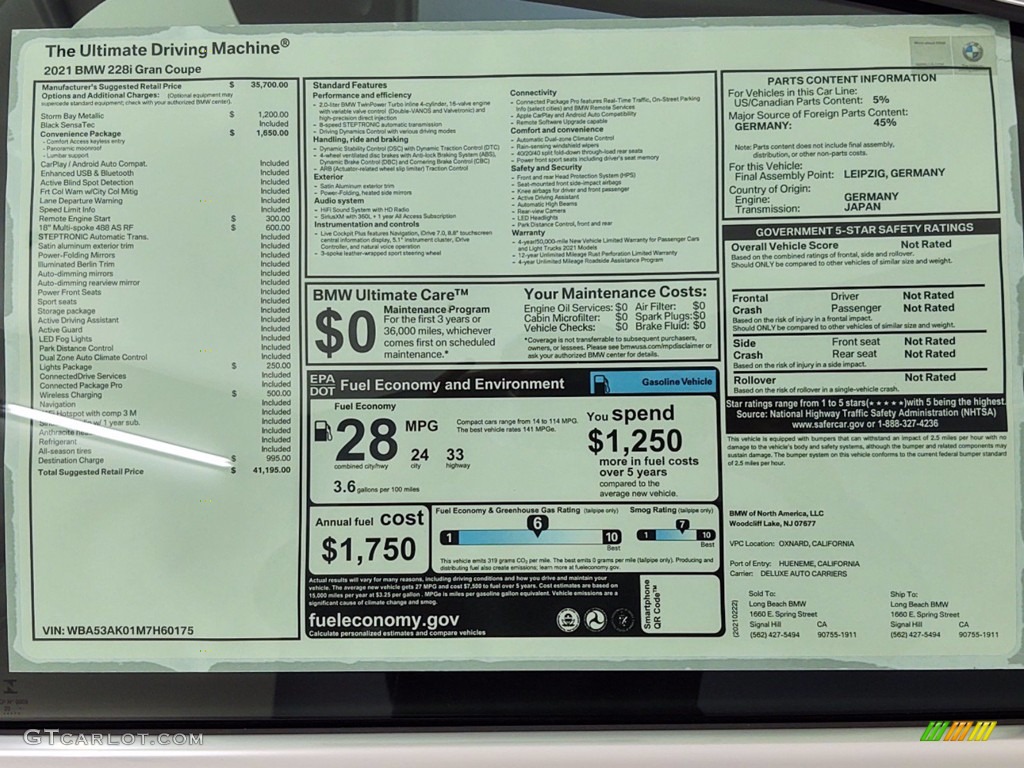 2021 2 Series 228i sDrive Grand Coupe - Storm Bay Metallic / Black photo #25