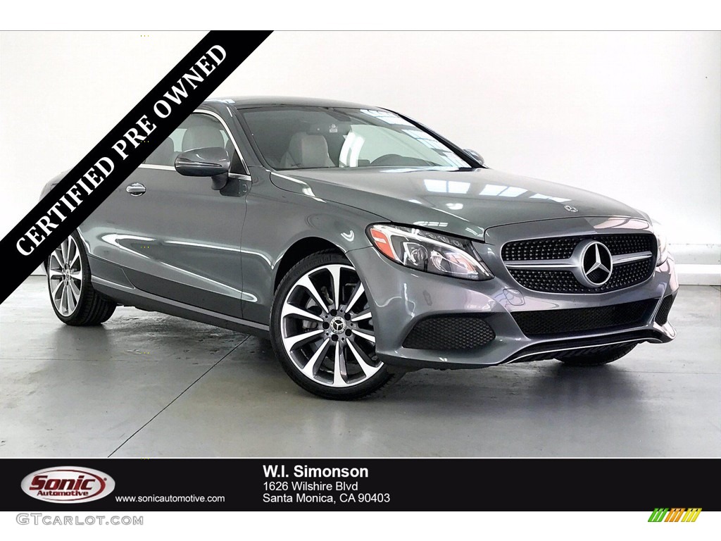 2018 C 300 Coupe - Selenite Grey Metallic / Crystal Grey/Black photo #1