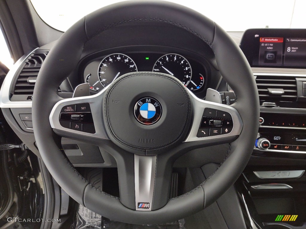 2021 BMW X3 sDrive30i Black Steering Wheel Photo #141306930