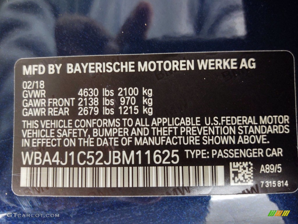 2018 BMW 4 Series 430i Gran Coupe Color Code Photos