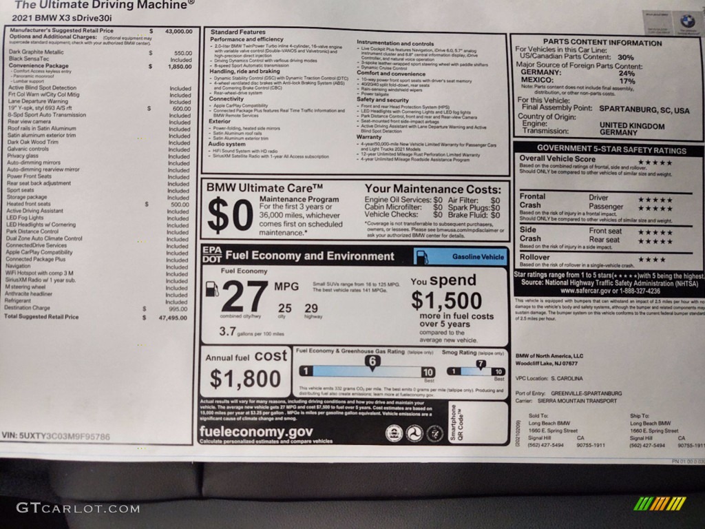 2021 X3 sDrive30i - Dark Graphite Metallic / Black photo #25