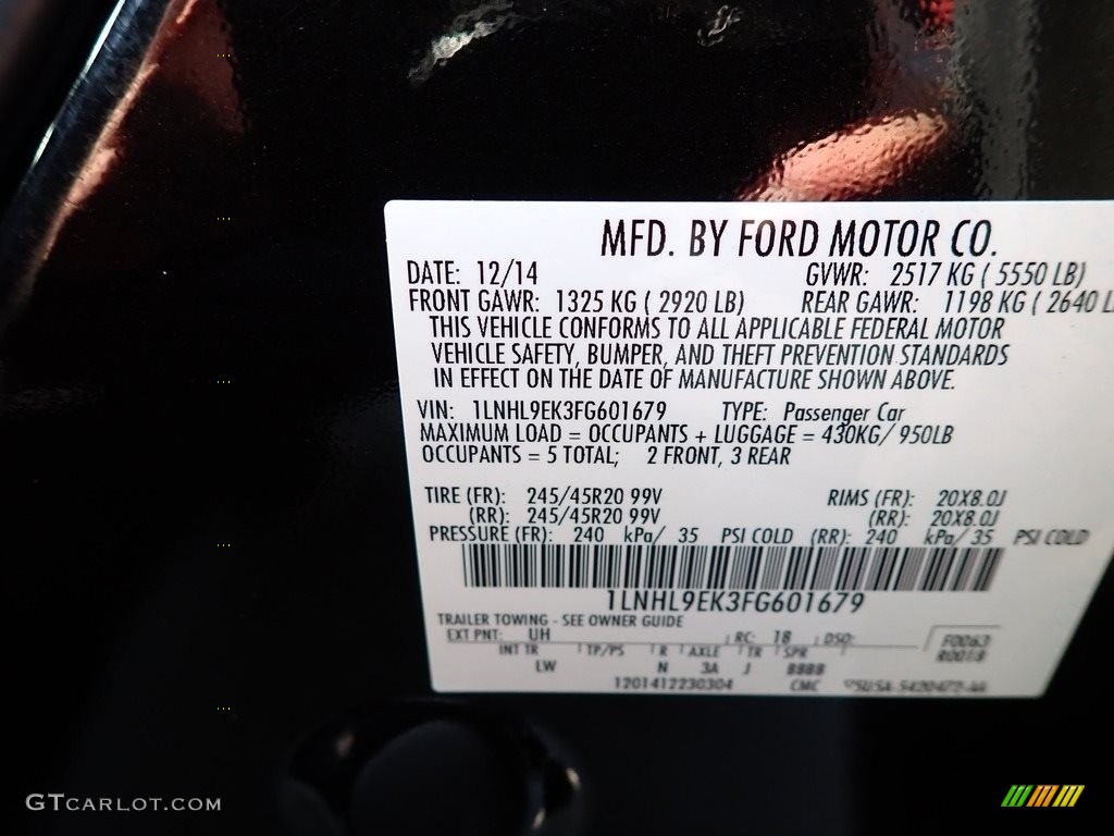 2015 MKS Color Code UH for Tuxedo Black Photo #141333696