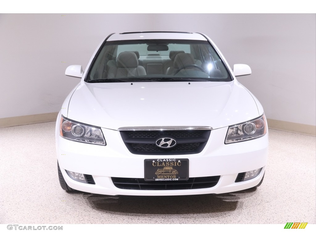2007 Sonata SE V6 - Powder White Pearl / Beige photo #2