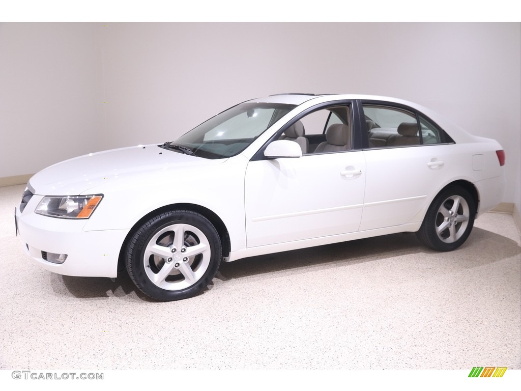 2007 Sonata SE V6 - Powder White Pearl / Beige photo #3