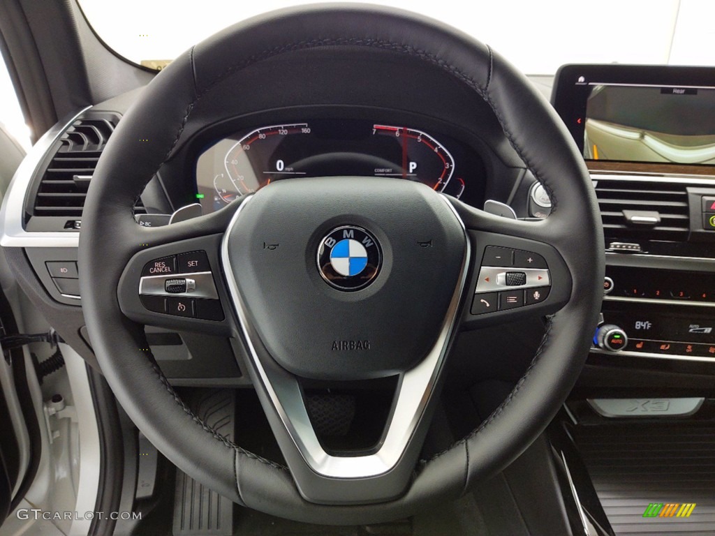 2021 BMW X3 sDrive30i Black Steering Wheel Photo #141348933