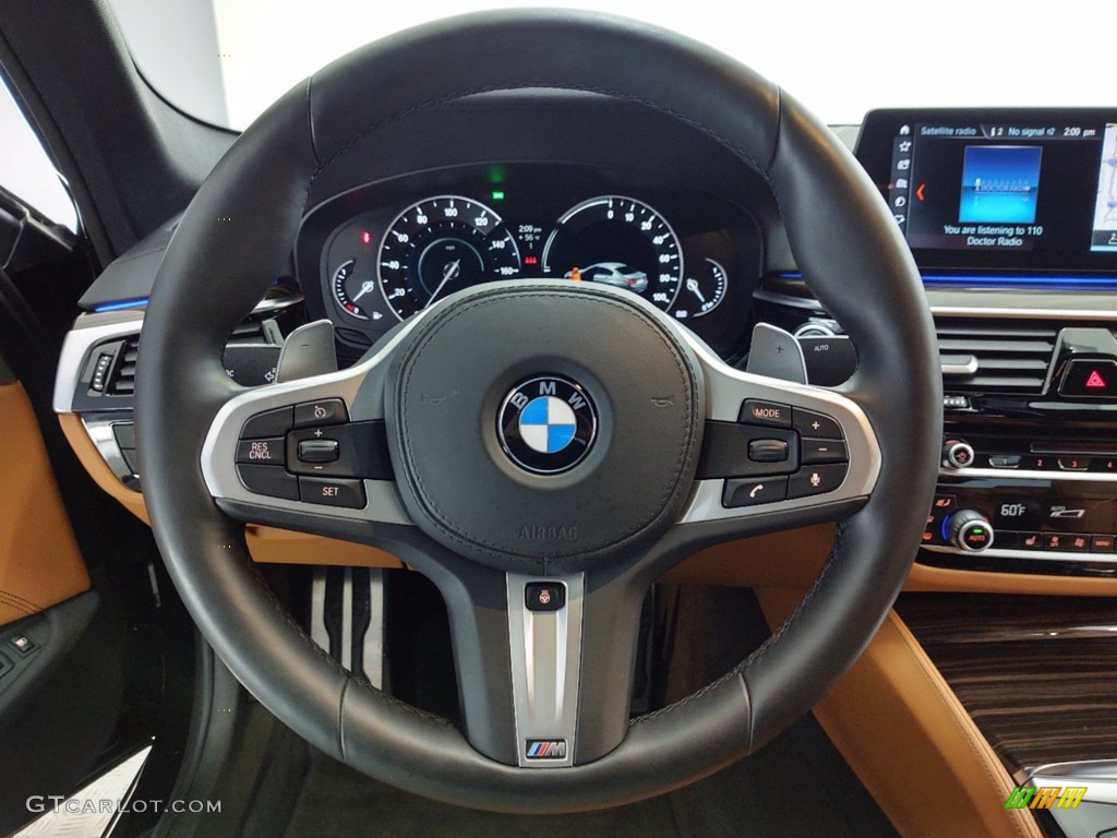 2018 BMW 5 Series 530e iPerfomance Sedan Cognac Steering Wheel Photo #141357909