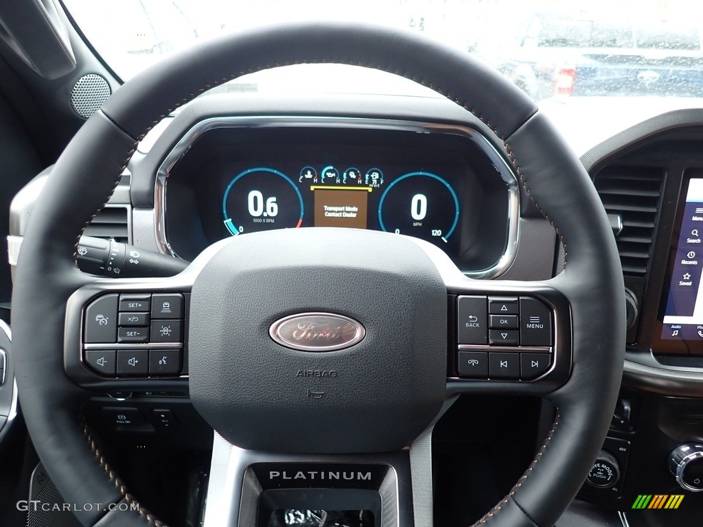 2021 Ford F150 Platinum SuperCrew 4x4 Platinum Unique Carmelo Steering Wheel Photo #141359217