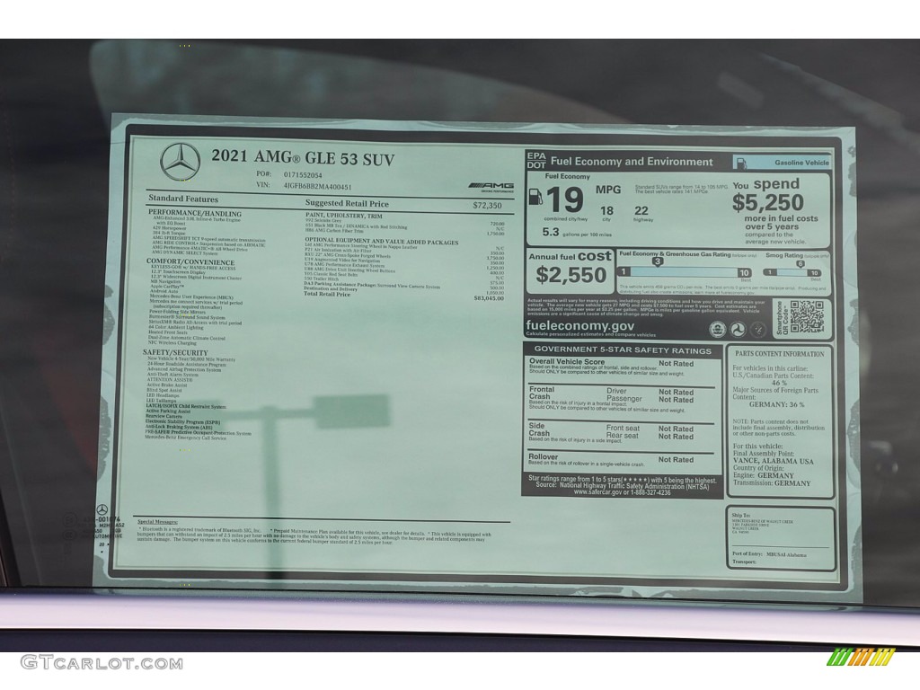 2021 Mercedes-Benz GLE 53 AMG 4Matic Window Sticker Photo #141361284