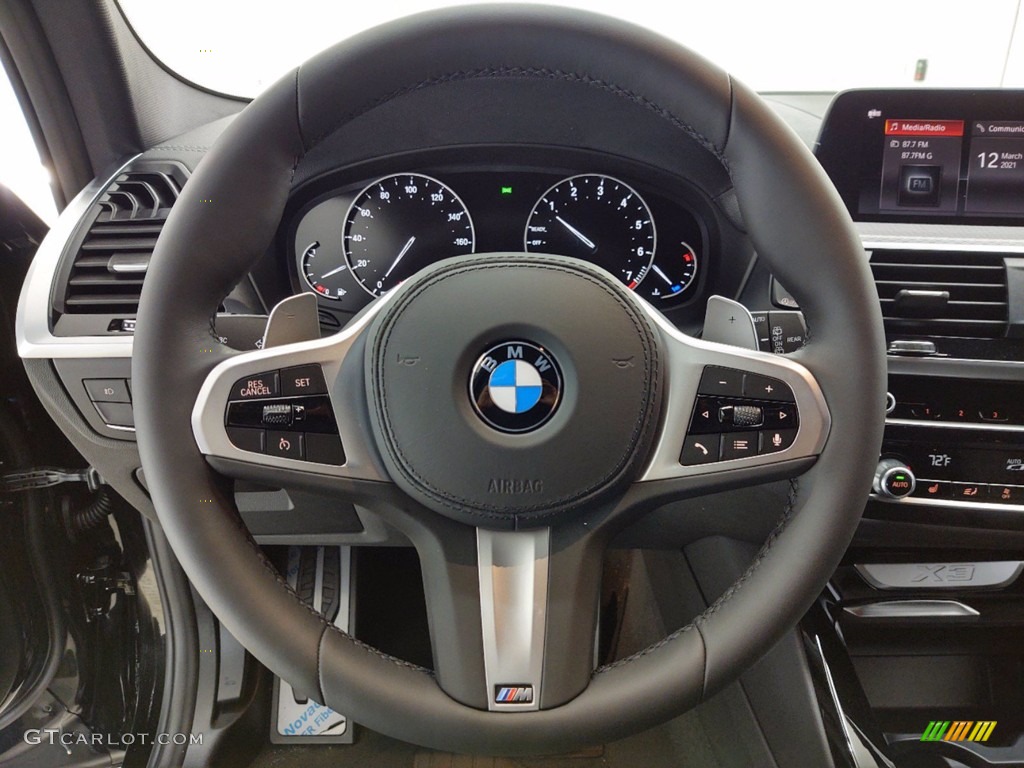 2021 BMW X3 sDrive30i Black Steering Wheel Photo #141366591