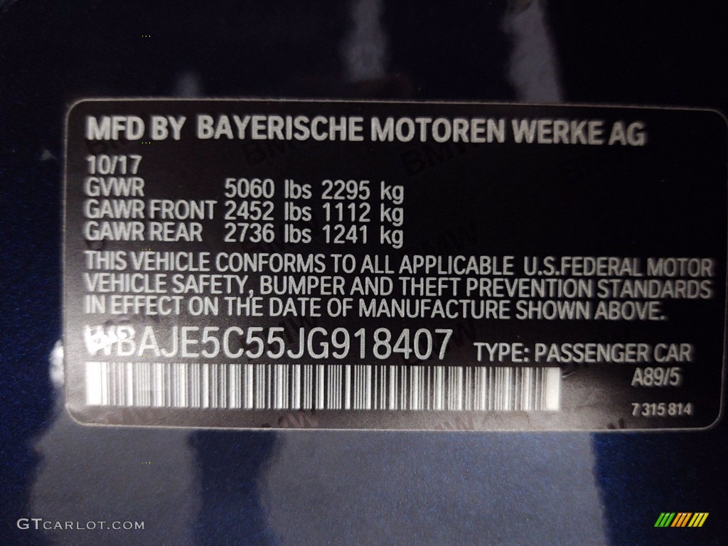 2018 5 Series 540i Sedan - Imperial Blue Metallic / Ivory White photo #37