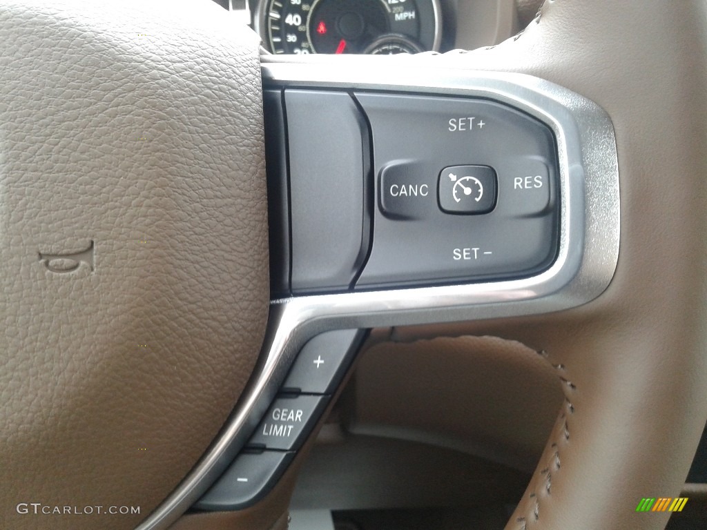 2021 Ram 1500 Laramie Crew Cab 4x4 Light Frost Beige/Mountain Brown Steering Wheel Photo #141376814