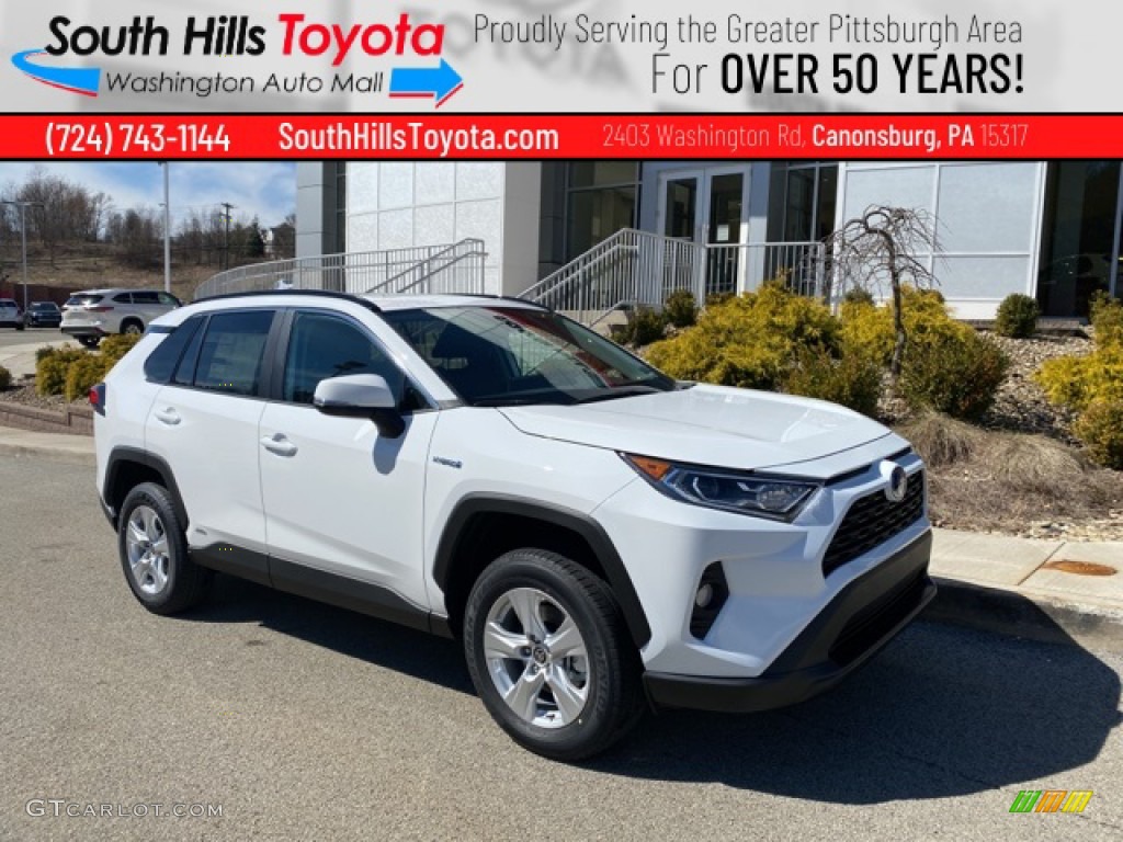 2021 RAV4 XLE AWD Hybrid - Super White / Black photo #1