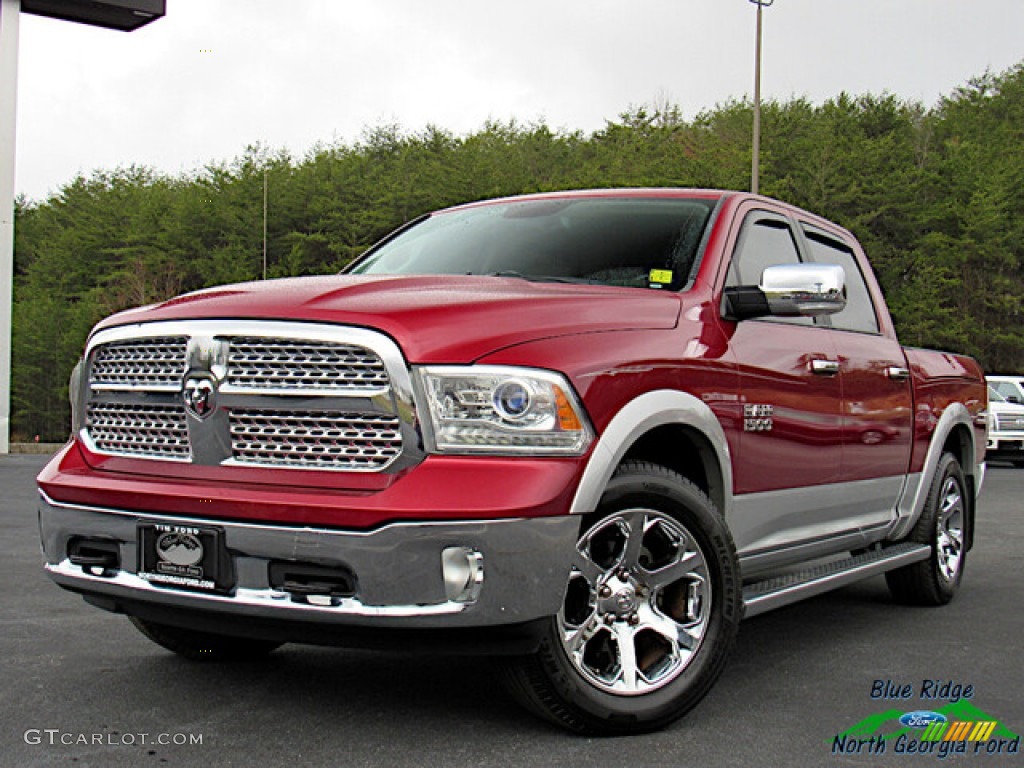2015 1500 Laramie Long Horn Crew Cab 4x4 - Deep Cherry Red Crystal Pearl / Canyon Brown/Light Frost photo #1