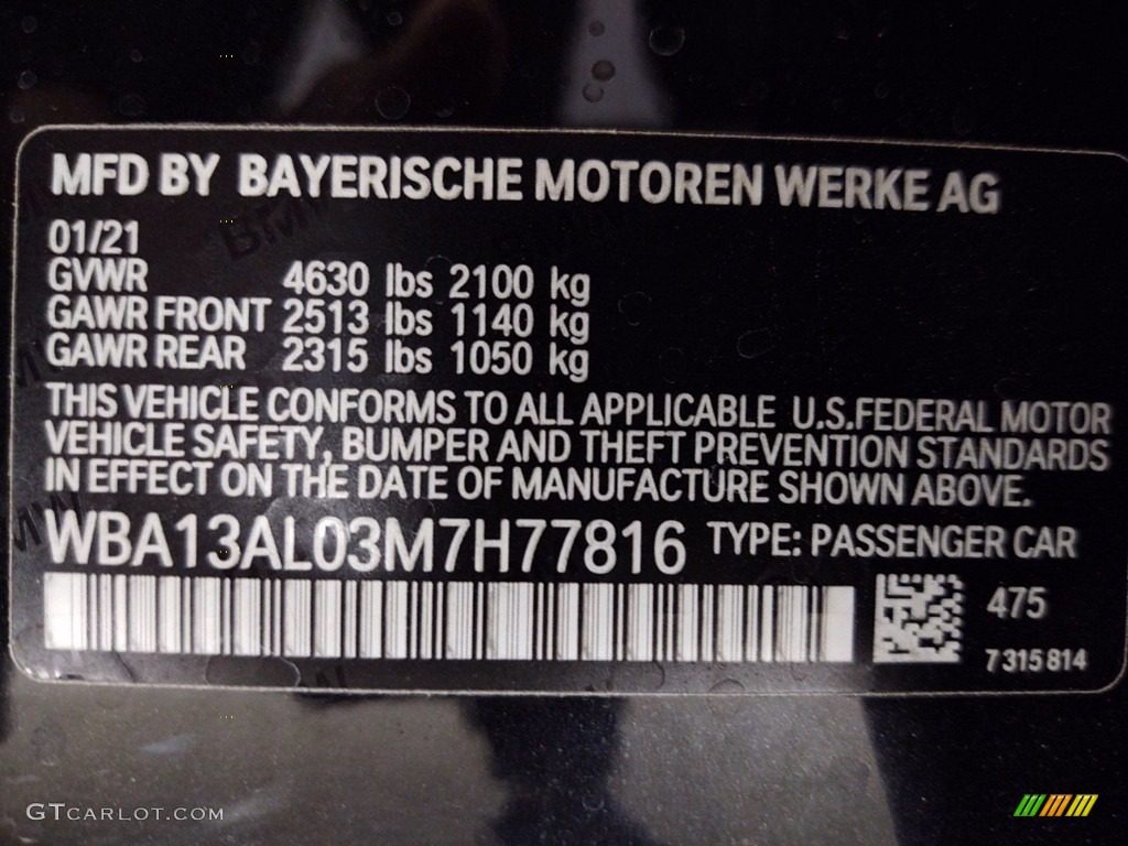 2021 BMW 2 Series M235 xDrive Grand Coupe Color Code Photos