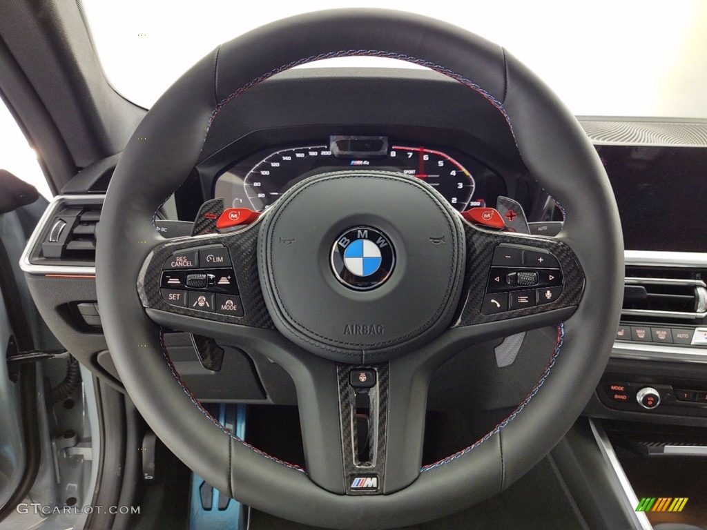 2021 BMW M4 Competition Coupe Black Steering Wheel Photo #141404571