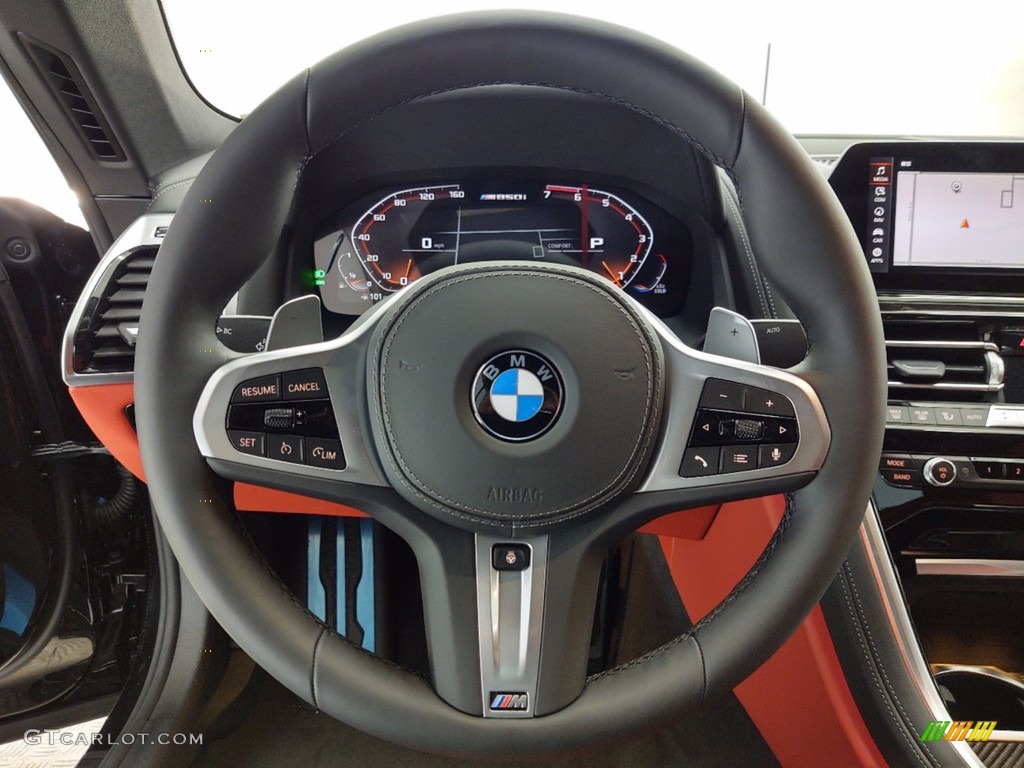 2021 BMW 8 Series 850i xDrive Convertible Black Steering Wheel Photo #141404928