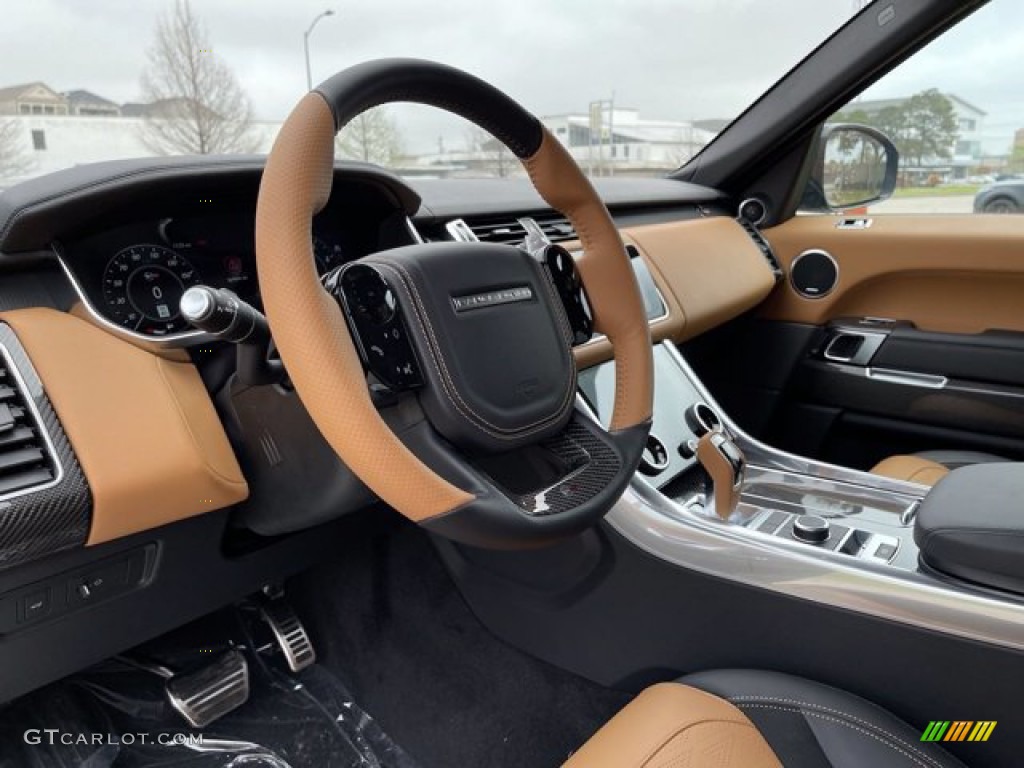 2021 Land Rover Range Rover Sport SVR Carbon Edition Vintage Tan/Ebony Steering Wheel Photo #141411722
