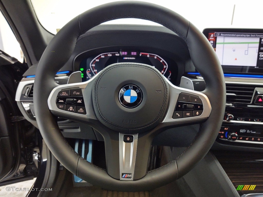 2021 BMW 5 Series M550i xDrive Sedan Black Steering Wheel Photo #141417719