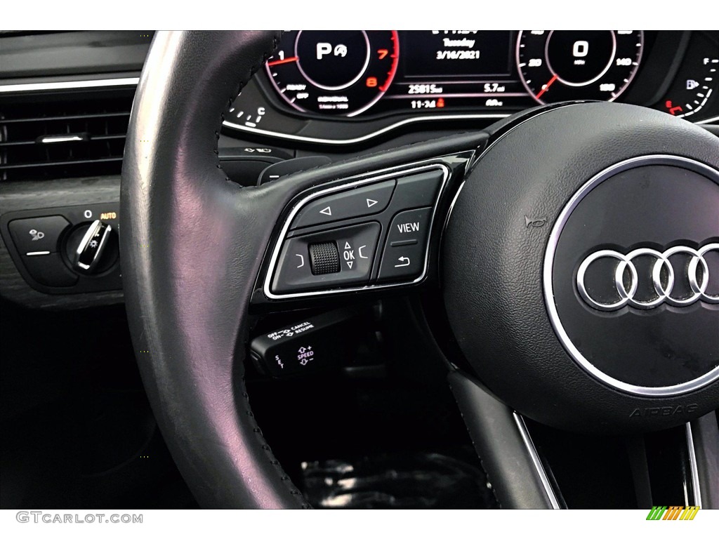 2018 Audi A4 2.0T Premium Plus Black Steering Wheel Photo #141417968