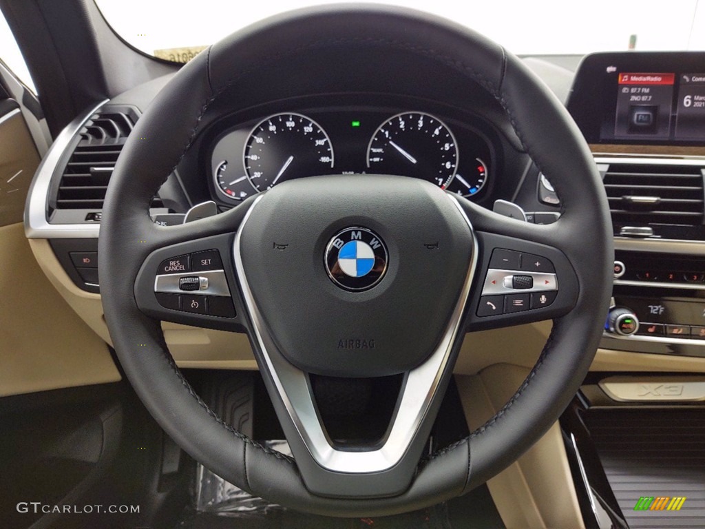 2021 BMW X3 sDrive30i Black Steering Wheel Photo #141419420