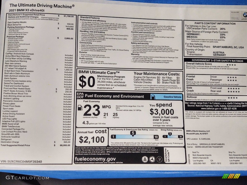 2021 X5 xDrive40i - Dark Graphite Metallic / Black photo #25