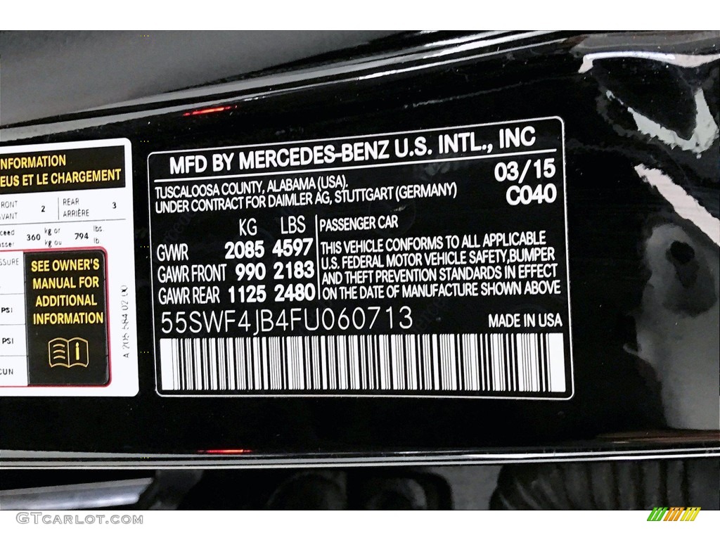 2015 Mercedes-Benz C 300 Color Code Photos