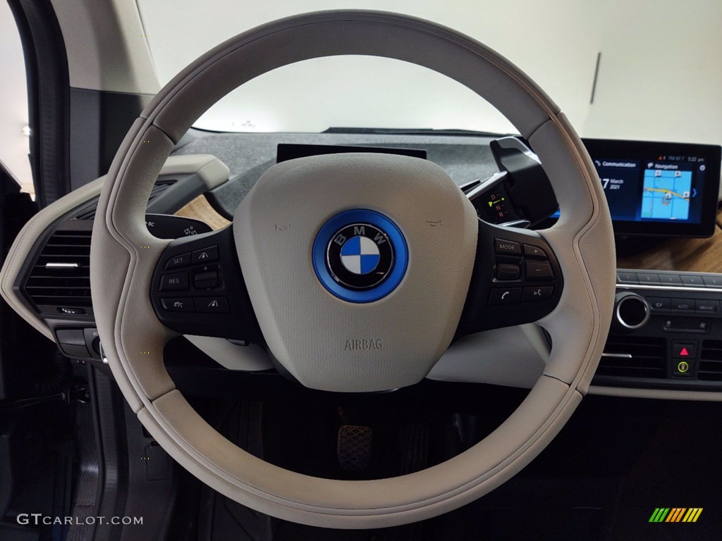 2021 BMW i3 w/Range Extender Giga Brown/Carum Spice Gray Steering Wheel Photo #141422543