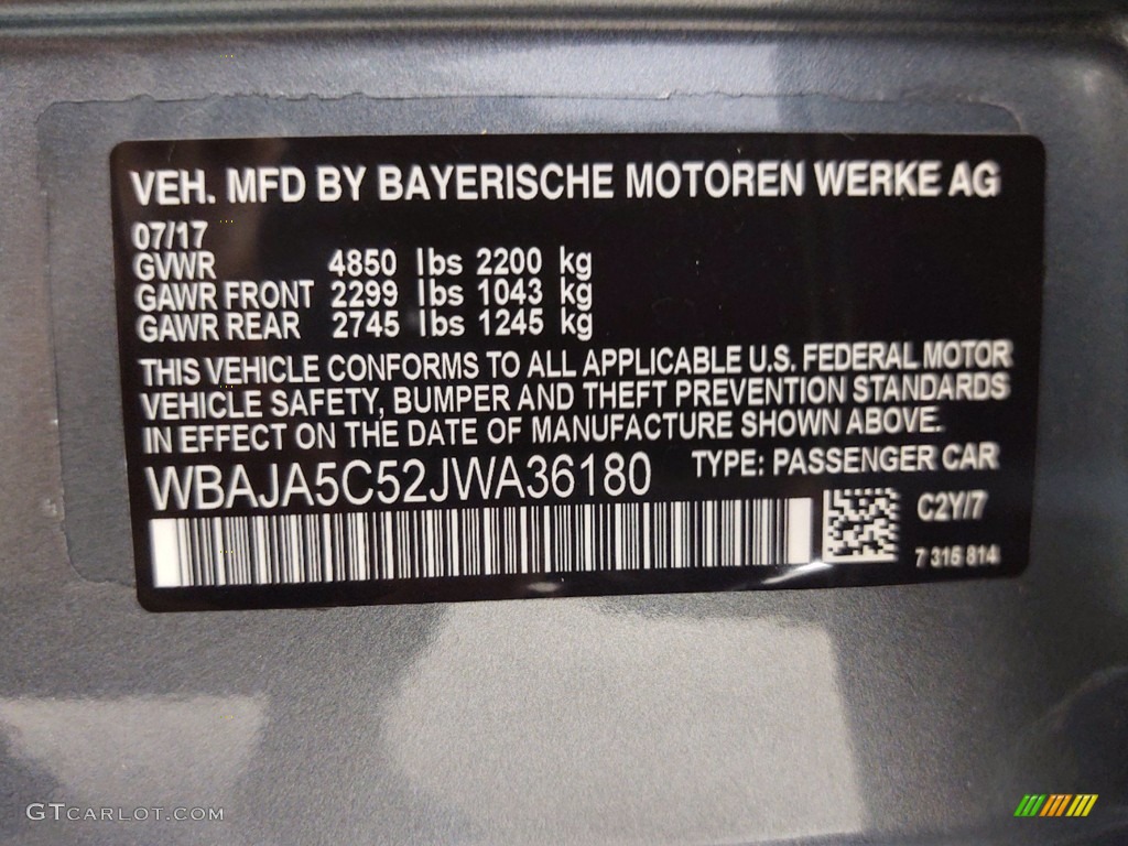 2018 5 Series 530i Sedan - Bluestone Metallic / Black photo #37
