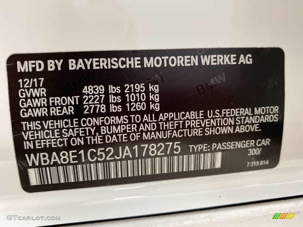 2018 3 Series 330e iPerformance Sedan - Alpine White / Black photo #36